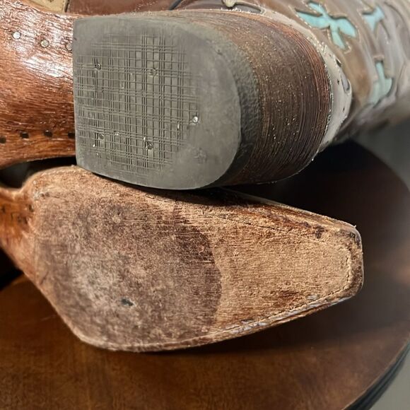 🔥Custom Soft Leather Stitched Western Pecos Bill Cowgirl Boots Wood Soles Sz 5 - Picture 12 of 13